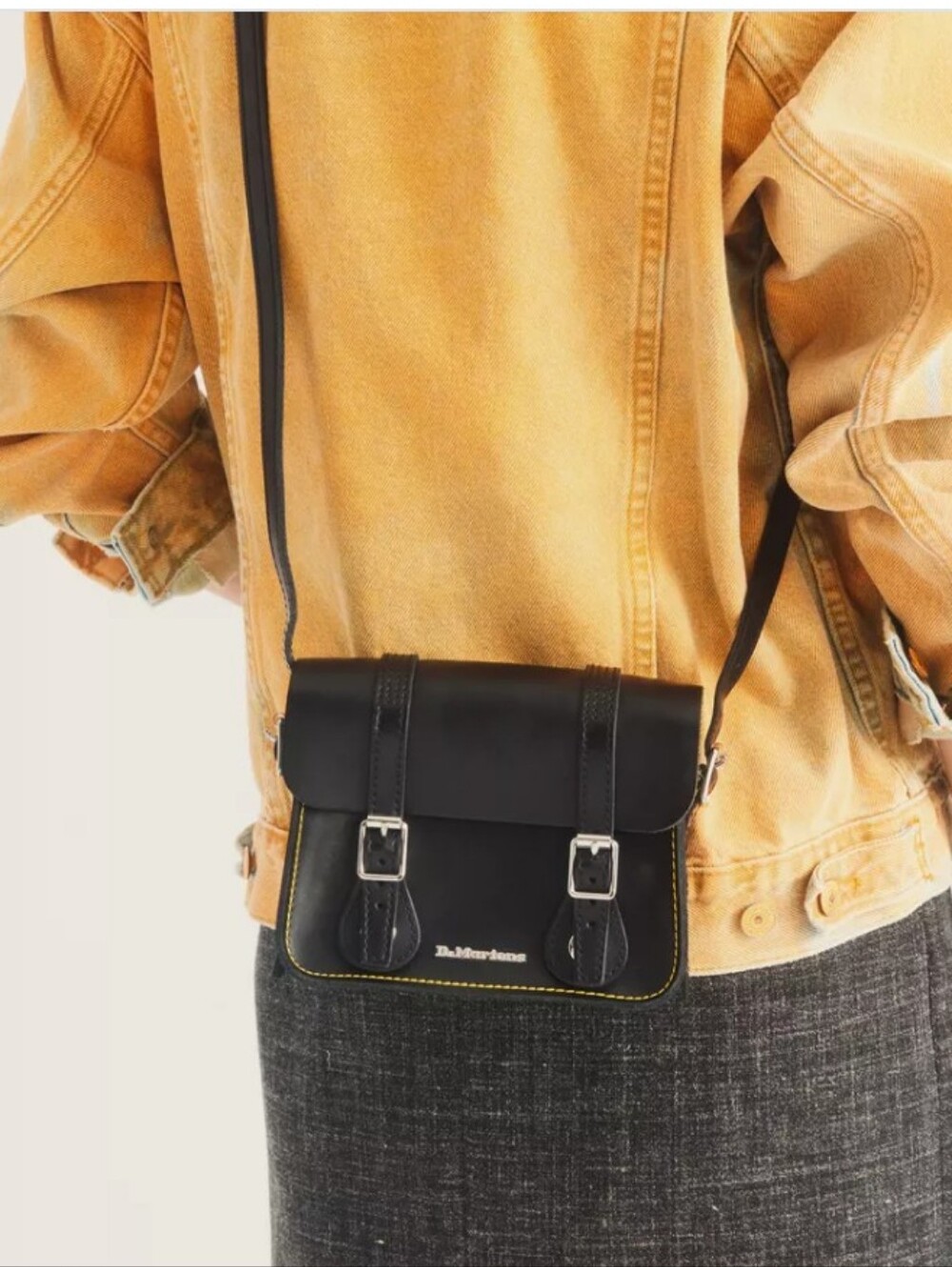Dr. Martens Black 7 Inch Leather Crossbody Bag